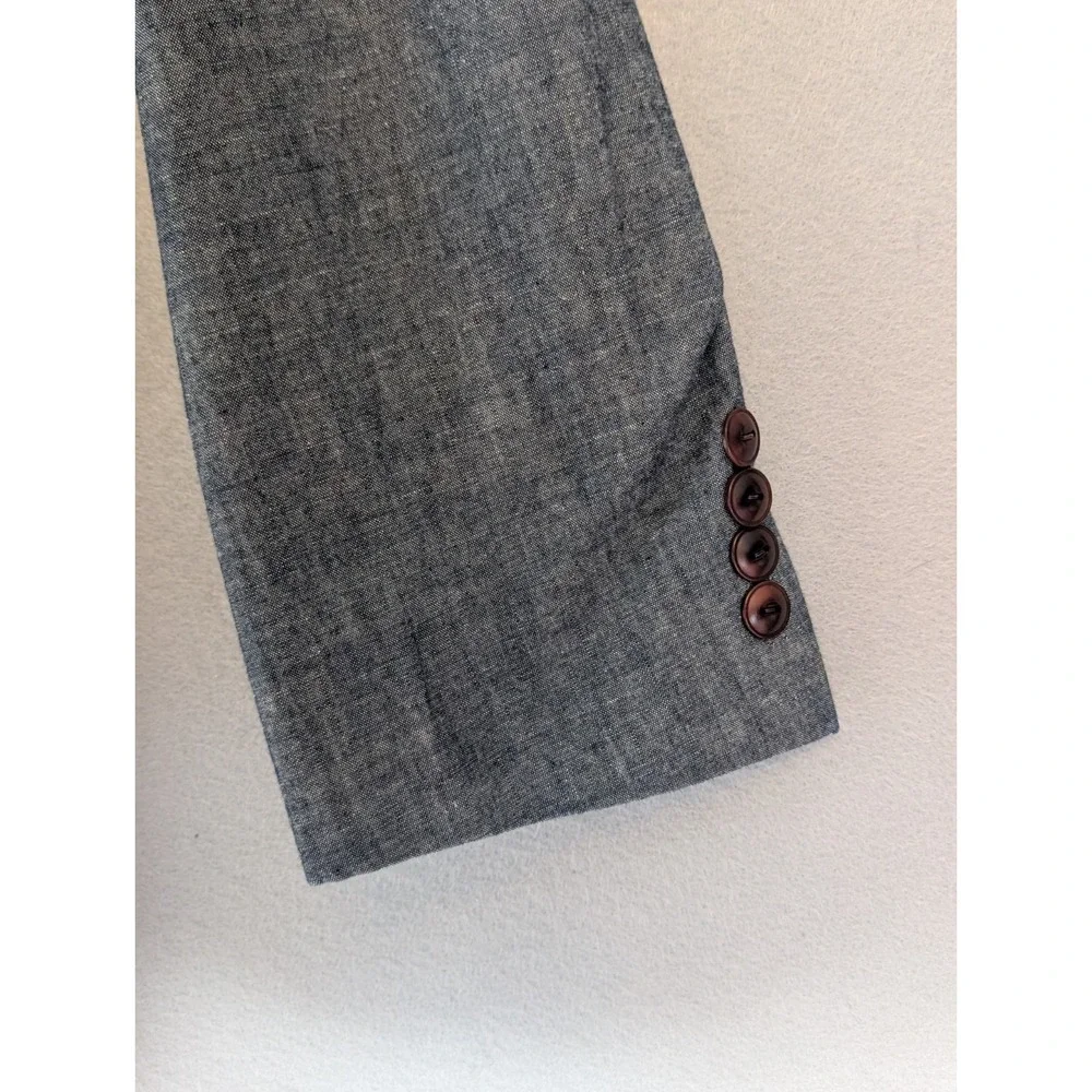 J.CREW Ludlow Navy Blue‎ Grey Chambray Blazer Cotton Unstructured Men Small 38R